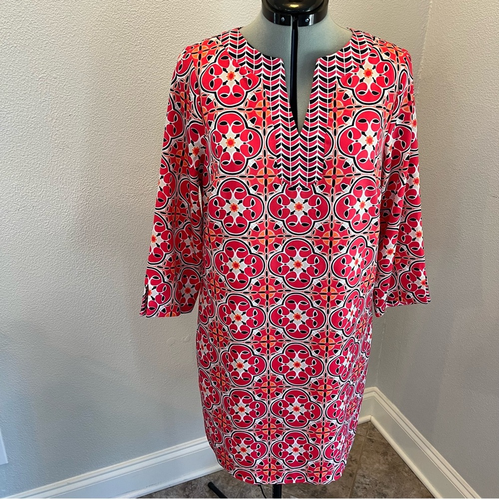 Crown & Ivy Red and White 3/4 Sleeve Sheath Dress